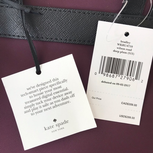 Bradley Wilson Road deep plum Backpack kate spade - Picture 6 of 7